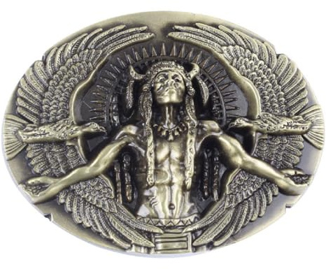 Fachoice Gürtelschnalle Indianerhäuptling Krieger für Herren Gürtelschnalle Zwei Fliegenden Adlern Western Stammeshäuptling Krieger Wikinger-Adler Schmuck für Manner
