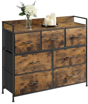 Relaxdays Kommode, 7 Stoffschubladen, Metall, MDF, HxBxT: 98 x 85 x 28,5 cm, Wohnzimmer, Flur, Beistellkommode, Farbwahl