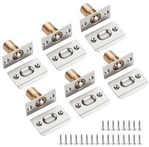 Ball Door Catches for Internal Doors 6 Pack Adjustable Door Latch, Silver | Spring Ball Bearing Catch, Smooth Door Latch, For Internal Doors, Cupboards, Closets, Cabinet Doors, Easy Fit Hardware