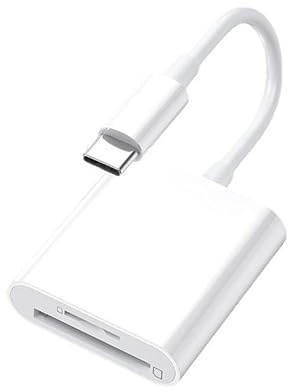 SD Card Reader for iPhone iPad, 2 in 1 Dual Slot SD TF Card Reader for iPhone iPad USB C Devices, Portable Plug-and-Play Memory Cards Adapter for Digital Camera Photo Viewer, White