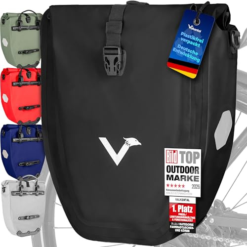 Valkental Gepäckträgertasche, Wasserdicht & Abschließbar | Abschließbar für Diebstahlschutz, große Reflektoren für Sichtbarkeit, bombenfester Sitz, mehrfach ausgezeichnet, langlebig