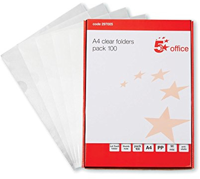 5 Star Plastik-Ordner dokumentenecht 90 Mikron A4 transparent 100 Stück