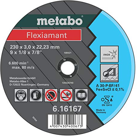 METABO 616738000 - Flexiamant Edelstahlscheibe Qualität A-30-P 125 x 2,5 mm