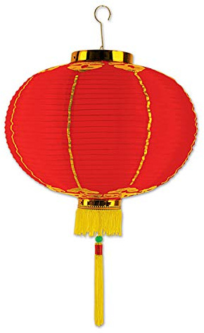 A Beistle Creation 50678-8 Windlicht mit Quaste, Stoff, rot/goldfarben