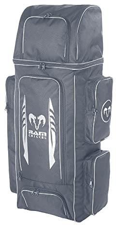 Ram Cricket Duffle Kit Bag – Senior & Junior Sizes – Durable Cordura Material, Y2K-Nylon Grade 8 Zips, Padded Shoulder Straps, Large 105L Capacity, Helmet, Bat & Shoe Pockets, Side Storage – Dark Grey