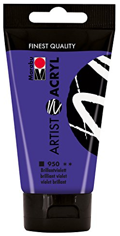 Marabu 12200002950 - Artist Acryl brillantviolett 75 ml, feine Acrylfarbe in Künstlerqualität, auf Wasserbasis, pastose Konsistenz, hoch pigmentiert, sehr gute Brillanz und Deckkraft
