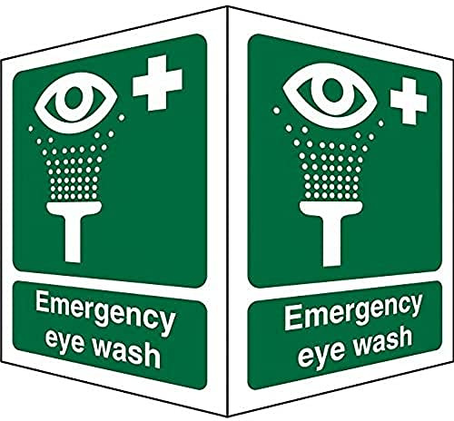 Seco Schild mit Aufschrift Emergency Eye Wash On Each Face, 150 mm x 200 mm, 1 mm, halbstarrer Kunststoff