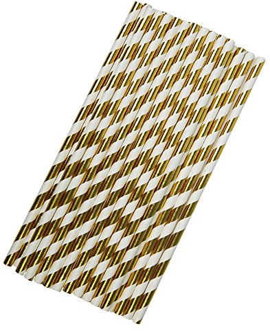 Neviti Paper Straws - Gold, Pack of 25