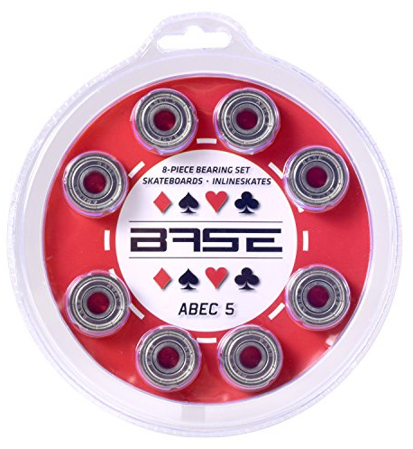 BASE - ABEC 5 Kugellager Bearings inkl. Blister-Verpackung , einfache Montage , ABEC 5 , Kugellager für Inliner & Rollerblades , Standard-Kugellager 608Zz , Rot