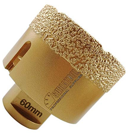 SHDIATOOL Diamantbohrer, 60 mm, Vakuum-geschweißt und Bohrkronen mit M14-Gewinde für Trockenbohren aus Porzellan, Fliesen, Granit, Marmor
