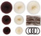 Aipaide 7 stück Haardonut Set, Damen Haarknoten Donut-Duttkissen Haarstyling Haarschmuck mit Haarclip und Haar Gummiband, Beige und Braun