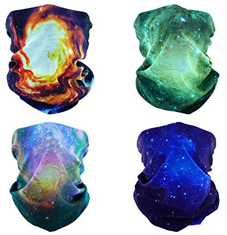 SMEHCF 4 Bandeau Bandana Cagoule Demi Masque Bouclier Tête Cheveux Écharpe Cache-Cou Chapeau Polyvalent Pour Femmes Hommes Respirant Réutilisable Lavable Univers Nébuleuse Galaxie Blure Orange Vert