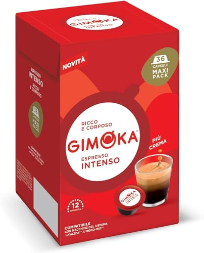 Gimoka Mélange Intenso intensité 12-144 Capsules - Compatibles avec les machines à café de la marque Lavazza* A Modo Mio* - Produit en Italie (lot de 4 x 36)