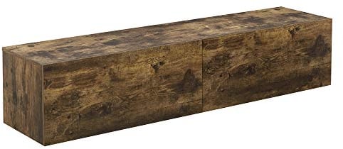 [en.casa] Hängeboard Walnuss-Optik Hängeschrank 140x33x30cm Wohnwand mit 2 Ablagefächern TV Lowboard Hängekonsole Hängend