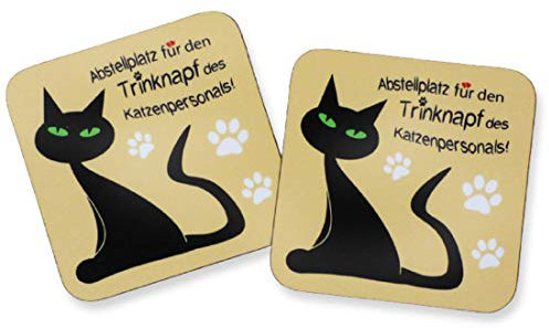 Fördeblau Lustige Untersetzer im Katzen-Design mit Spruch im 2er Set - Für Tassen und Gläser, Ideal für Katzenliebhaber, Geschenkidee für Katzenbesitzer mit Katzenmotiv