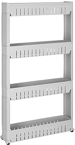 SPRINGOS Mobilregal 4 Ablagen Baderegal Standregal Ständer Waschmaschinenregal Badezimmer Bad WC Allzweck Regal (Grau - 101,5 x 54 x 12,5 cm)