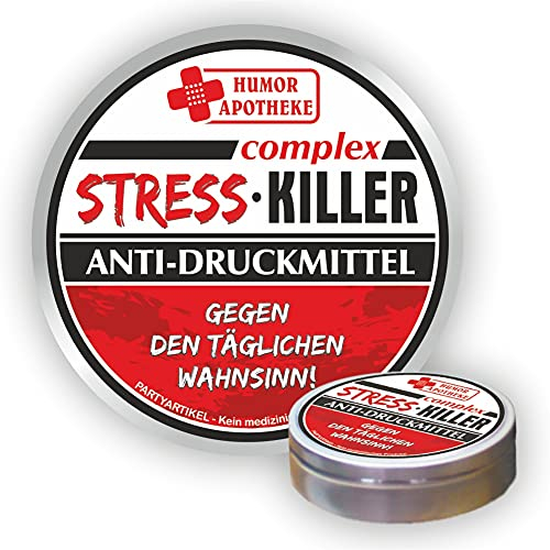 Pfefferminz Bonbon Metalldose - Stresskiller Anti Druckmittel, gegen den täglichen Wahnsinn - Soforthilfe | Humorapotheke Spaßmedizin Humormedizin | Pfefferminzdragees | Dose Blechdose Pillendose