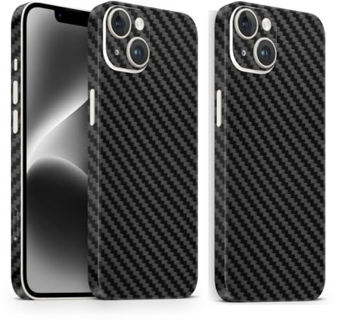 TF Skins iPhone 11 Skin (2X Stück) Schutzfolie für die Rückseite und Seiten in edler Optik inkl. Kameraschutz Schutz vor Kratzern (Carbon Black)