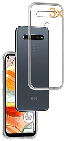 REY Pack 3X Transparent Silikonhülle TPU für LG K61, Handyhülle Premium Kratzfest TPU Durchsichtige Schutzhülle, Ultradünne 0,33 mm