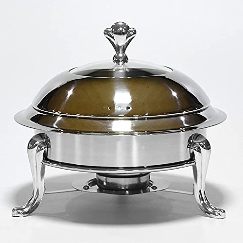 ksamwjf Chafing Dish Buffet Set, Round Durable Chafer and Buffet Warmer Set, Stainless Steel Chafer for Kitchen Party Dining Buffet,Silver,Ceramic Liner