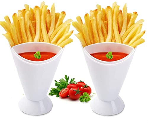 LATRAT 2 en 1 Barquette à frites avec bol à trempette amovible - en plastique, Assiette à snacks Bols à frites Accessoires de cuisine pour frites Glace et dessert