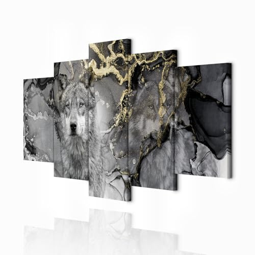 decomonkey Wandbilder Tiere 150x75 cm 5 Teilig Wandbild Groß Wohnzimmer Set | Leinwandbild XXL, Deko, Schlafzimmer, Büro, Wanddeko, Leinwand, Pictures For Wall, Poster, Wall Painting, Natur, Abstrakte