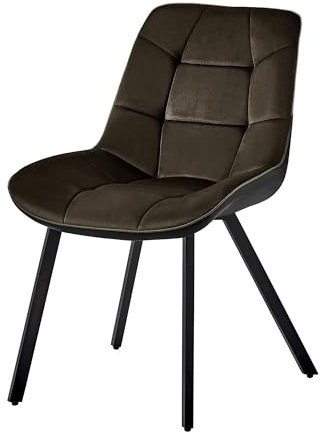TRISENS Moderne Esszimmerstühle in Samt Lederoptik Esstischstühle - gepolsterte Küchenstühle mit abgestepptem Bezug - stabile Stühle Esszimmer mit Metallgestell, Farbe:Braun, Menge:1 St.