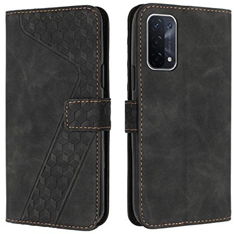 OKZone Kompatibel mit Oppo A54 5G/Oppo A74 5G/Oppo A93 5G Hülle, PU Leder Handyhülle Tasche Wallet Schutzhülle Flip Cover Klappbar Brieftasche Etui mit Magnet Kartenfach TPU Lederhülle (Schwarz)