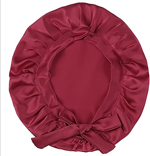 SOONHUA Schlafhaube aus Maulbeerseide, natürliche Seide, für Damen, Haarpflege, Nachthaube mit elastischen Kordeln, Haarwickel zum Schlafen