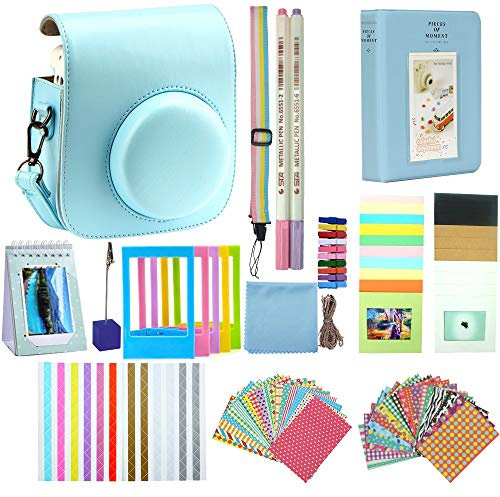 A ANTER Instant Camera Accessories Compatible with Fujifilm Instax Mini 12 11 9 Instant Film Camera - Pastel Blue