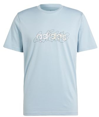 adidas Men's Illustrated Linear Graphic Tee, Wonder Blue, L