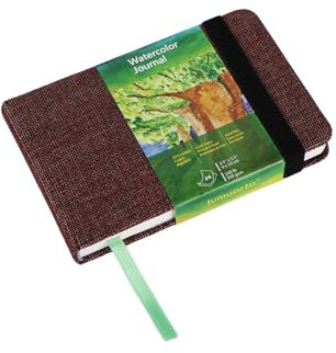 tumuarta Quadratisches Aquarell-Skizzenbuch, 63,5 kg, 300 g/m², Baumwollpapier, Kaltpresse, 48 Seiten, gebunden, Aquarell-Papierblock für den Einsatz als Reisetagebuch und gemischte Medien (Braun, 9 x