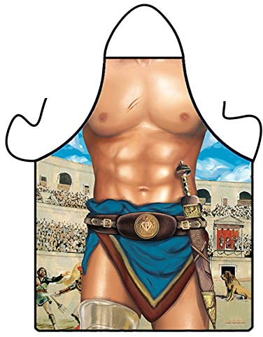 Swkangrd Muskelmann Schürzen-Sexy Küchen-Schürze BBQ Lustige ursprüngliche Grillschürze für Männer Lustig Schürze Kochschürze Küchenschürze Verstellbarem Nackenband für Männer oder Freunde-Gladiator