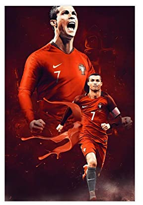 SORECI Cristiano Ronaldo Kunst-Sport-Leinwand-Poster, Wandkunst, Dekordruck, Bild, Gemälde für Wohnzimmer, Schlafzimmer, Dekoration, ungerahmt, 30 x 45 cm