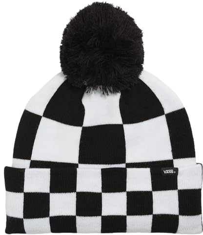 Vans Damen Spirit Pom Beanie-Mütze, Schwarz/Marshmallow, Einheitsgröße