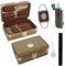 TOIKA Eleganter Zigarrenanzünder und Cutter Zigarren Humidor Box, Reise Zigarrenetui mit Zigarren Zubehör Set, Premium Zigarren Kits Geschenk für Männer, Halten Sie 5 Zigarren (Gold)