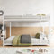 KecDuey Etagenbett 140 x 200cm mit rechtwinkliger Leiter, Kinderbett und Jugendbett mit Fallschutz,Metallrahmen,Eisenetagenbetten in klassischer Form (Weiß, 140 x 200cm)