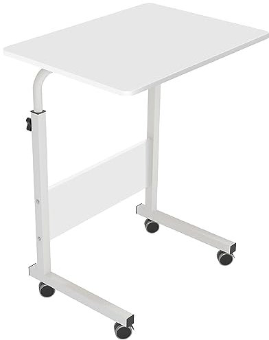 SogesPower Laptop-Tisch Rolltisch Laptopständer Höhenverstellbarer Beistelltisch auf Rollen für Bett und Sofa 60 x 40 cm