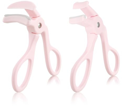 Tyqour Wimpernzange Eyelash Curler mit Silikon Ersatzpads Wimpern Curler für Alle Augenformen Frauen Mädchen für Bequemes Polster, Kein Kneifen Oder Ziehen (Glänzend Rosa)