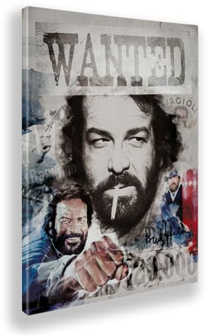Giallobus - Gemälde - 05 - Tribute Bud Spencer - Leinwand mit Standardrahmen - 35x50 - Bereit zum Aufhängen - Moderne Gemälde für zu Hause