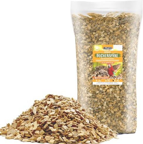 PÄTSO 15kg Buchenspäne Einstreu für Terrarium, Stall, Voliere - FEIN MITTEL GROB - Natürliche Buchenhack geeignet für Reptilien, Nager, Vögel (GROB 10,0-20,0)