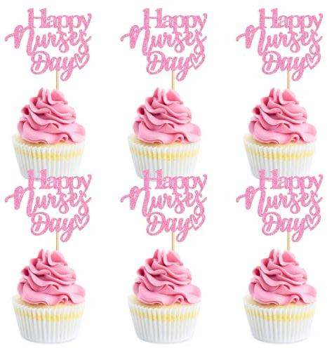 Blumomon Cupcake-Topper für Krankenschwestern, Schulabschluss, Schulabschluss, Cupcake-Picks, medizinische Rn-Krankenschwester-Thema, Geburtstagsparty, Kuchendekorationen, Zubehör, 24 Stück