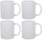 Tradineur - Pack de 4 Tazas MUG de cerámica - Resistente y Duradera - Apta para lavavajillas y microondas - Capacidad: 320 ml - 9 x 11 x 7,7 cm - Modelo MUG (Blanco)