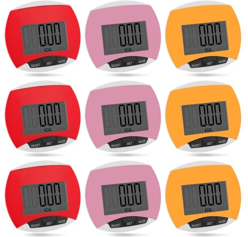 Copkim 9 Pcs Simple Pedometers Bulk for Walking Steps and Miles Walking Step Counters with Calories Burned Portable Clip Step Tracker for Seniors Man Women Jogging Hiking Running