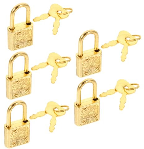 VICASKY 5 Sets Small Padlock with Key Wooden Box Locks Antique Style Treasure Chest Locks Vintage Padlocks for Jewellery Box Dollhouse Cupboard