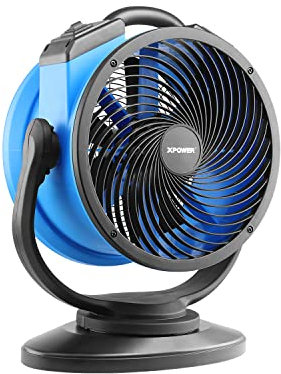 XPower Trasportatore d'aria industriale ad alta velocità per tutta la stanza, circolazione dell'aria, ventilatore a pavimento multiuso a velocità variabile (blu, FC-300S 1600CFM)
