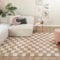 FRAAI Retro Teppich - Gambit Beige Weiß 80x150cm - Blöcke - Wohnzimmer, Schlafzimmer - Fellteppich - Rug
