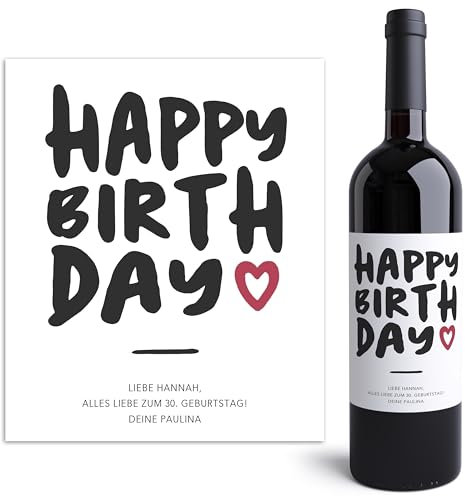 Weinetiketten personalisiert Geburtstag Happy Birthday Flaschenetiketten selbst gestalten Geburtstagsgeschenk Geschenk Weinflasche Wein Etiketten selbstklebend 2 Stück | 10x12 cm