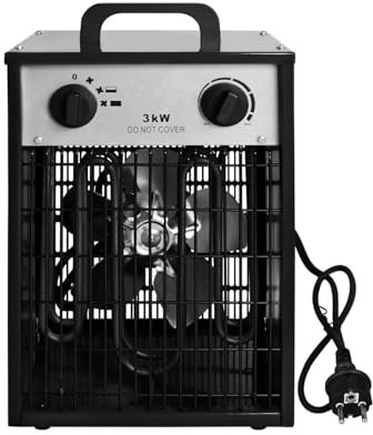 UISEBRT Heizlüfter Elektroheizung 220V Bauheizer Elektroheizer Heizstrahler Heizgeraet Heizgebläse mit Thermostat,Elektrisch Heizgerät mit 4 Heizstufen (3 KW)