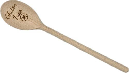 Gluten Free Engraved Wooden Spoon 12 Inch for Coeliac, Celiac Kitchen